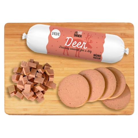 Kiełbaska treningowa PEPE Jeleń 200g Kiełbaska treningowa PEPE Jeleń 200g