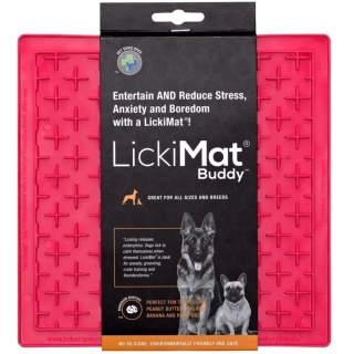 LickiMat Classic Buddy - mata do wylizywania dla psa, miękka, wzór KRZYŻYK - różowa