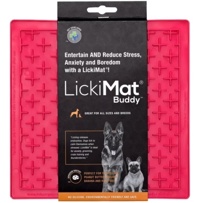 LickiMat Classic Buddy - mata do wylizywania dla psa, miękka, wzór KRZYŻYK - różowa