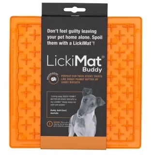 LickiMat Classic Buddy - mata do wylizywania dla psa, miękka, wzór KRZYŻYK - pomarańczowa