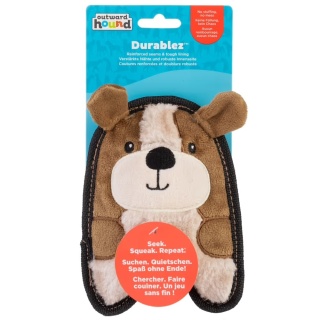 Outward Hound Durablez Puppy 16cm - piszcząca zabawka bez wypełnienia - brązowy piesek