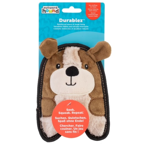 Outward Hound Durablez Puppy 16cm - piszcząca zabawka bez wypełnienia - brązowy piesek