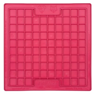 LickiMat Classic Playdate - mata do lizania dla psa, miękka, wzór KRATKA - różowa