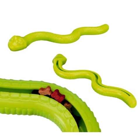 Flamingo - gumowy wąż na smakołyki z piszczałką 42cm Flamingo - gumowy wąż na smakołyki z piszczałką 42cm