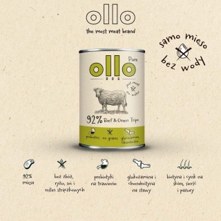 Ollo Pure -Wołowina i Zielone Żwacze 850g