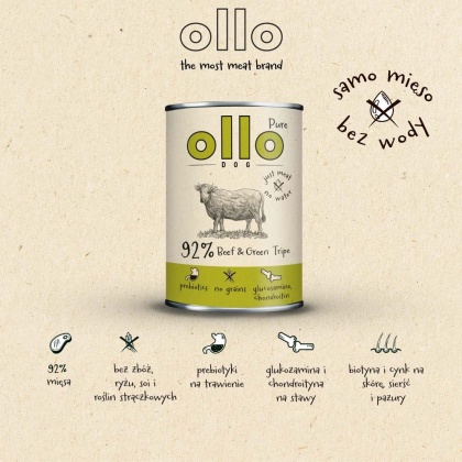 Ollo Pure -Wołowina i Zielone Żwacze 850g