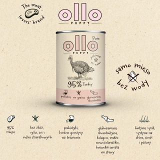 Ollo Pure PUPPY - Indyk - dla szczeniąt 850g