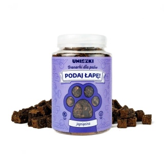 Uniszki - trenerki w słoiku Podaj łapę JAGNIĘCINA 150g