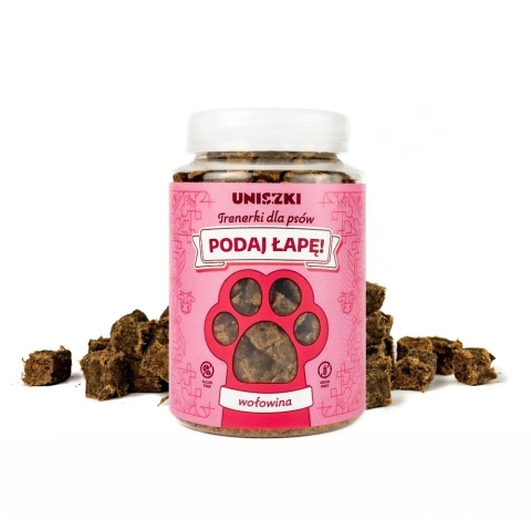 Uniszki - trenerki w słoiku Podaj łapę WOŁOWINA 150g Uniszki - trenerki w słoiku Podaj łapę WOŁOWINA 150g