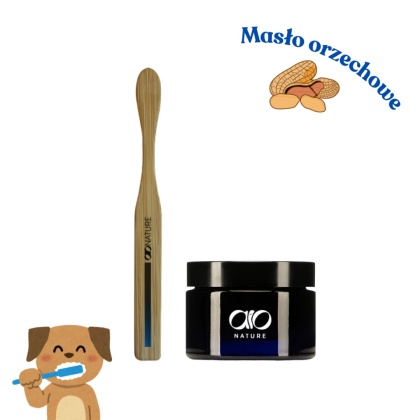 AIO Nature - ZESTAW do mycia zębów - szczoteczka + pasta masło orzechowe