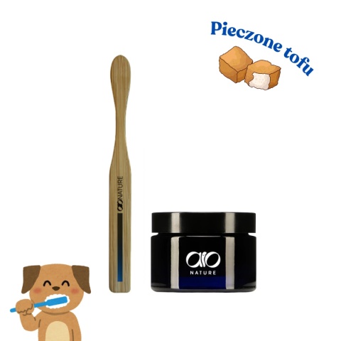 AIO Nature - ZESTAW do mycia zębów - szczoteczka + pasta pieczone tofu