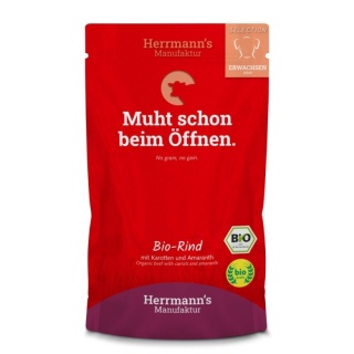 HERRMANN'S - karma mokra w saszetce bio wołowina z marchwią 150g