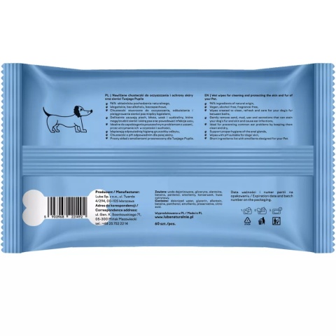 LUBA - Nawilżane chusteczki do oczyszczania i ochrony skóry oraz sierści Twojego Pupila