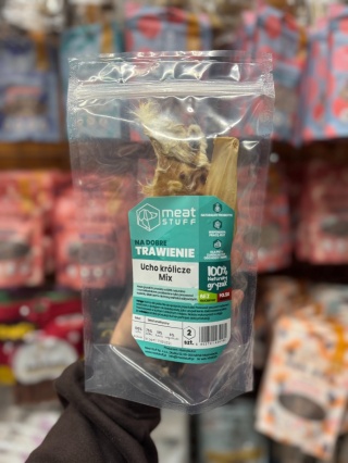 Meat Stuff - Ucho królicze MIX - z futrem i bez 2szt