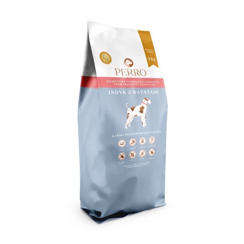 Perro - Karma sucha Indyk z batatami – dla psów dorosłych średnich i dużych ras 1kg
