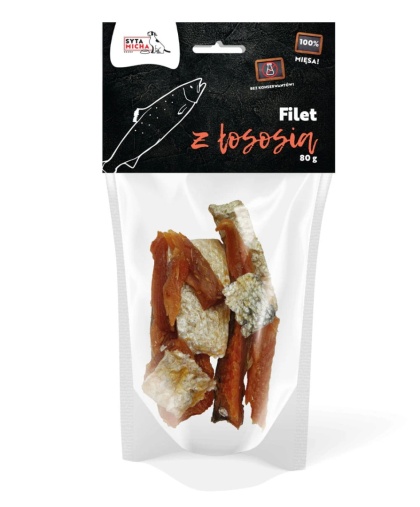 SYTA MICHA - Suszone filety z łososia dla psa 80g