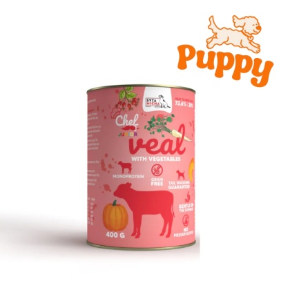 Syta Micha CHEF JUNIOR - Mokra karma Cielęcina z warzywami dla szczeniąt 400g