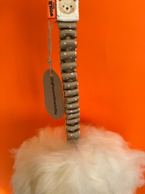 WOOLIE WHILLIE - Szarpak ze skóry owczej z długą rączką z amortyzatorem S - misie