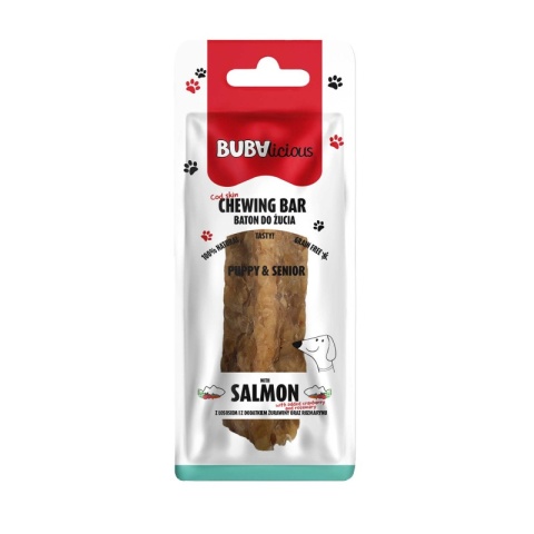 BUBAlicious - Baton do żucia 100% ryby z łososiem z dodatkiem żurawiny i rozmarynu 12 cm