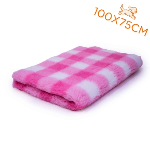DRY BED Legowisko antypoślizgowe - Krata biało-różowa 100x75cm 28mm