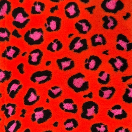 DRY BED Legowisko antypoślizgowe - Leopard róż pomarańcz 100x75cm 28mm