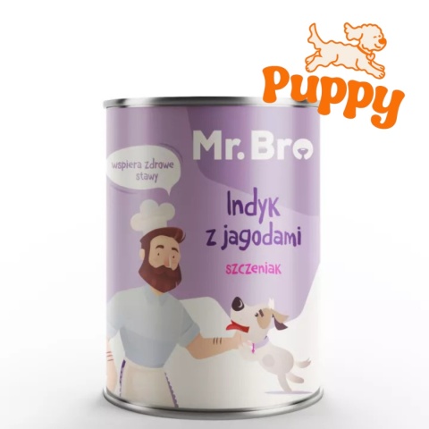 Mr. Bro - Karma mokra Indyk z Jagodami dla Szczeniąt 400g