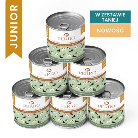Perro Gourmet JUNIOR - Jagnięcina z cukinią dla szczeniąt - ZESTAW 6 x 400g