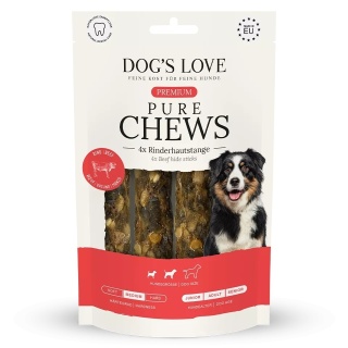 DOG'S LOVE Pure Chews Rind - Gryzaki ze skóry i żwaczy wołowych (4 szt)