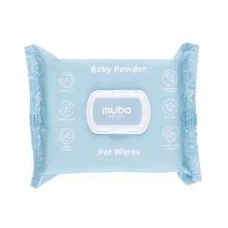 Mubo - Delikatne chusteczki z aloesem o zapachu dziecięcego pudru 100szt, 15x30cm