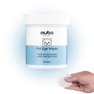 Mubo Pet Eye Wipes 80szt. - Płatki do okolic oczu psa i kota, nasączone płynem czyszczącym