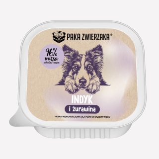 Paka Zwierzaka - Indyk i żurawina 150g (tacka) karma mokra dla psa