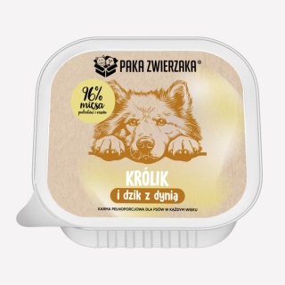 Paka Zwierzaka - Królik i dzik z dynią 150g (tacka) karma mokra dla psa
