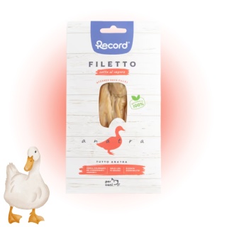 Record Filetto Duck - 100% filet z kaczki gotowany na parze, przekąska dla psa 25g