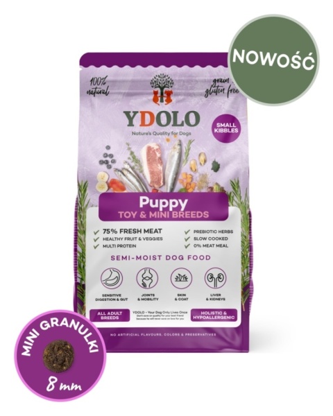 YDOLO MINI Puppy - Wieprzowina Iberico i ryby - półwilgotna karma dla szczeniąt małych ras (700g)