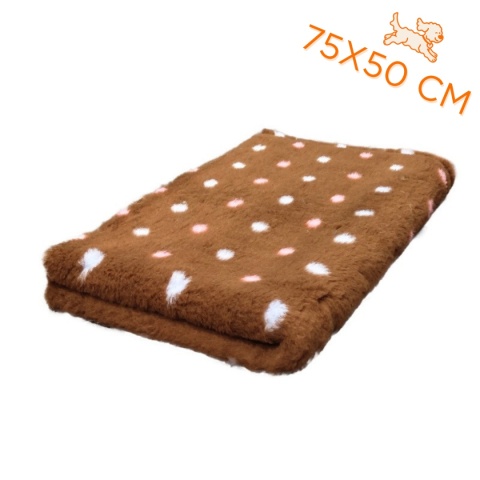 DRY BED Legowisko antypoślizgowe - Brąz kropki róż błękit 75x50cm 28mm